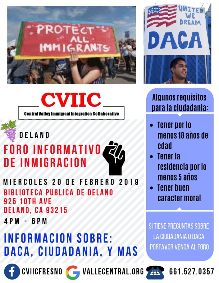 Foro Informativo de Inmigracion en Delano 20 de Febrero 2019