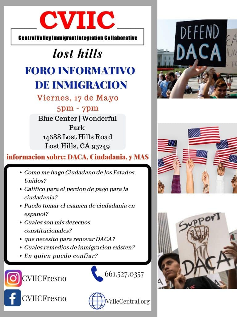 Foro Informativo de Inmigracion en Lost Hills 17 de Mayo