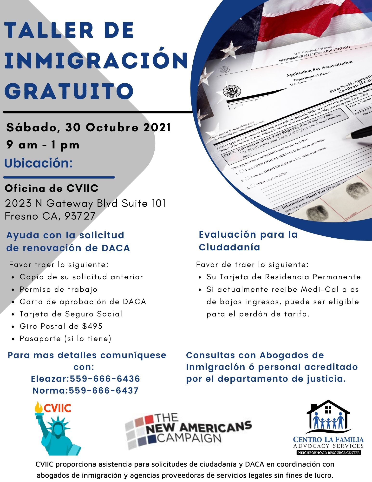 Taller de Inmigración en Fresno 30 Octubre 2021