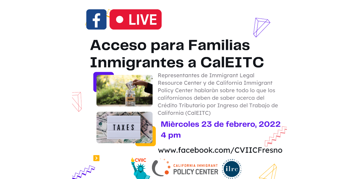 Facebook Live: Presentación Acceso para Familias Inmigrantes a CalEITC 1200x600