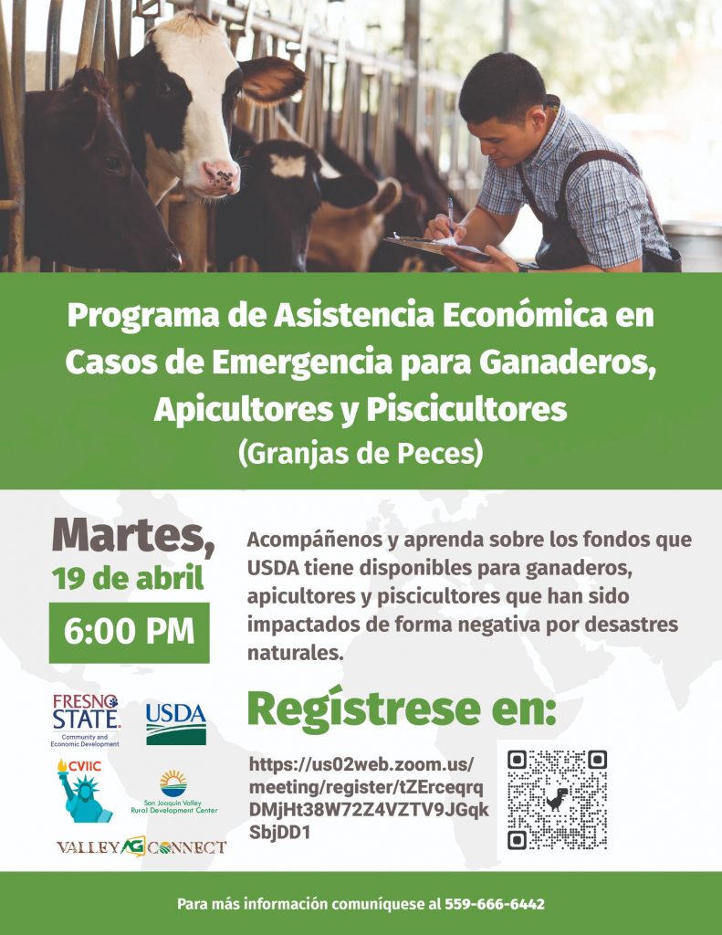 Programa de Asistencia Económica en Casos de Emergencia para Ganaderos Apicultores y Piscicultores webinar USDA